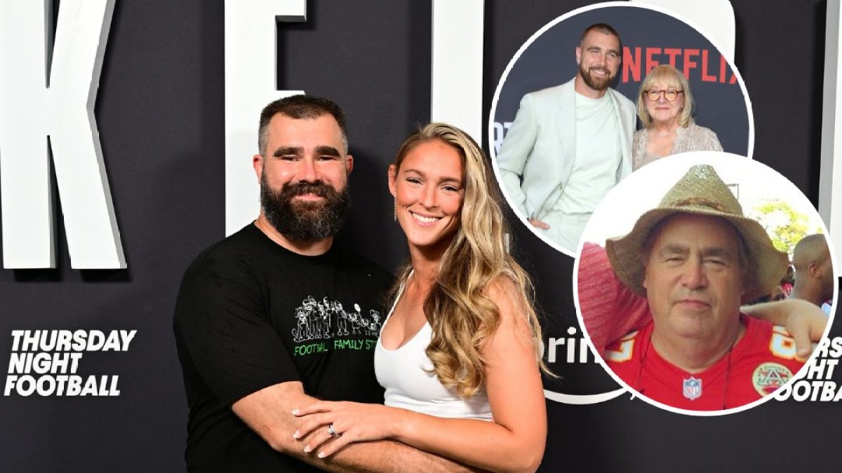 Kylie Kelce and Jason Kelce, Travis Kelce and Donna Kelce, Ed Kelce