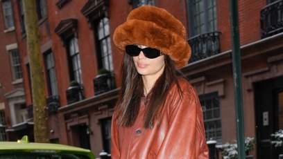 Emily Ratajkowski Fuzzy Bucket Hat