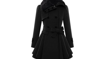 Zeagoo Faux Fur Lapel Trench Coat Jacket