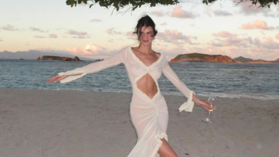 kendall jenner wears sheer dress for new years eve