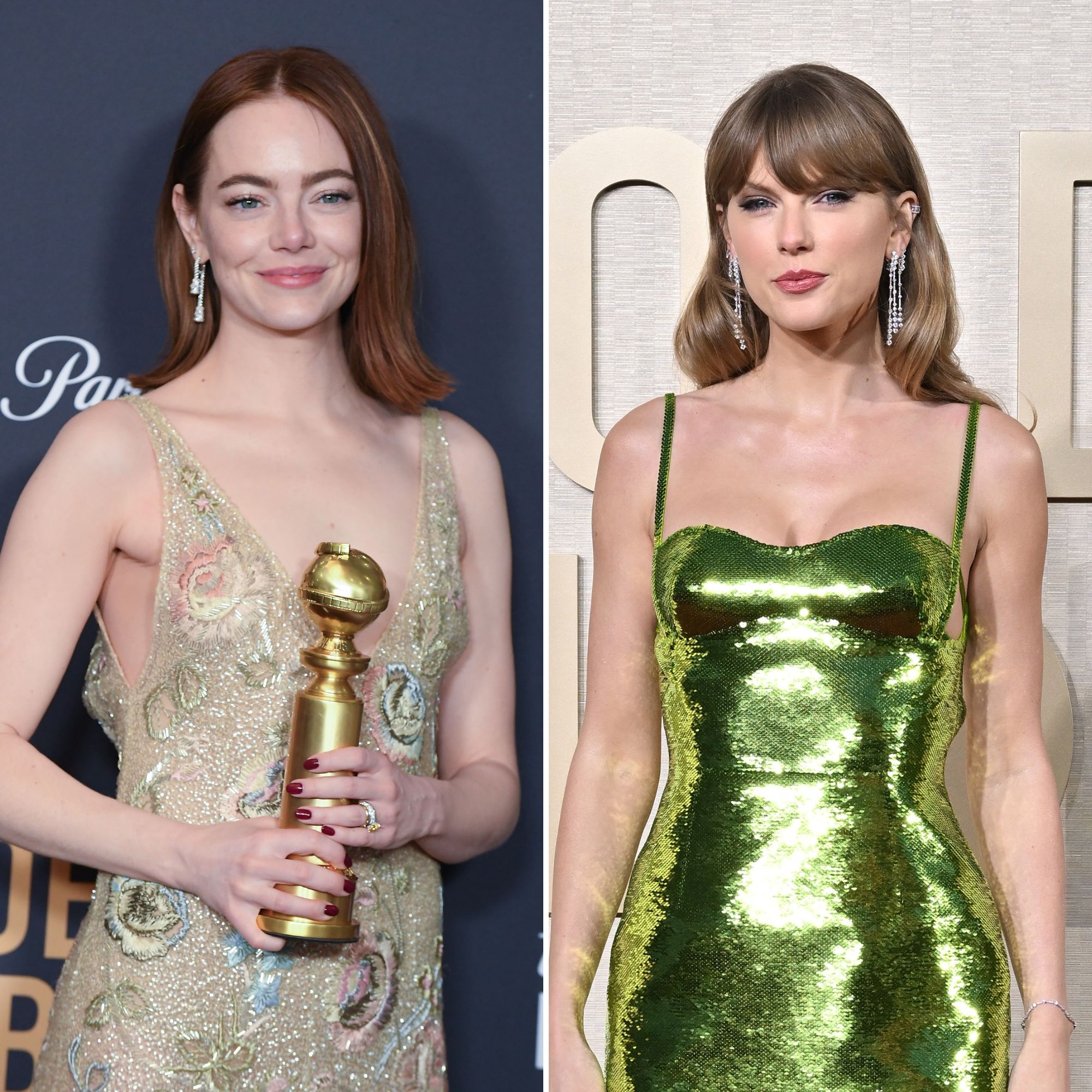 Emma Stone Jokingly Calls Friend Taylor Swift an ‘Asshole’ After Golden Globes Win