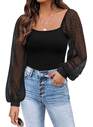 DOROSE Sheer Sleeve Blouse