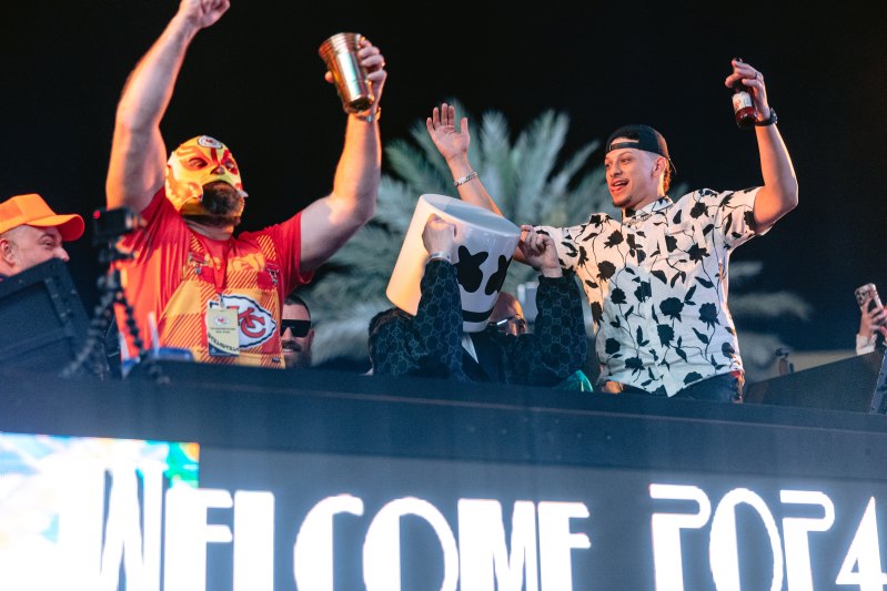 Jason Kelce and Patrick Mahomes at Super Bowl After Party