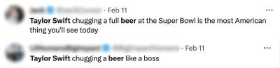 Taylor Swift beer drinking inline RQ for Travis Kelce Says Taylor Swift Is a Pro at Chugging Beer 211