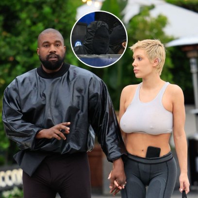 Kanye West and Wife Bianca Censori Match in All Black Fits at Soccer Game in Italy