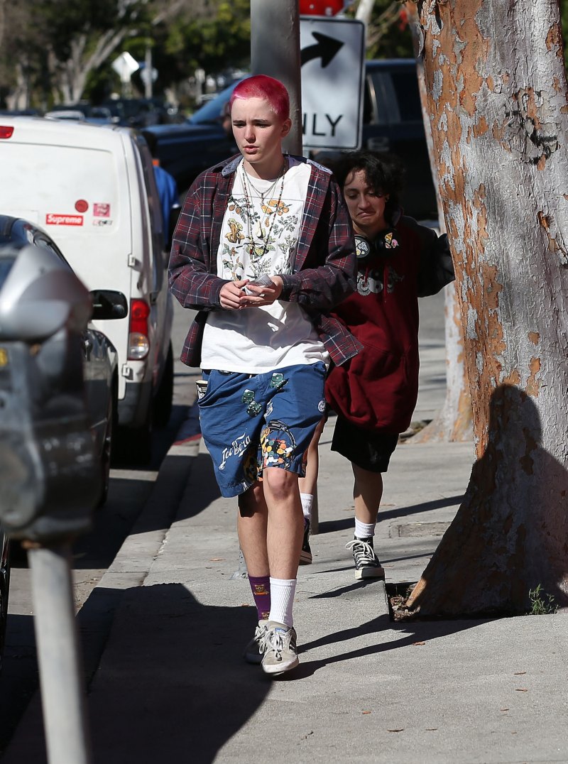 seraphina affleck reveals pink buzz cut while out with emme