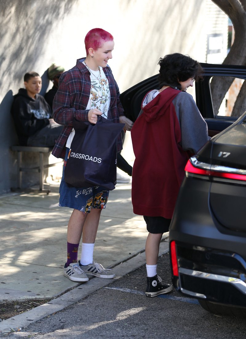 seraphina affleck reveals pink buzz cut while out with emme