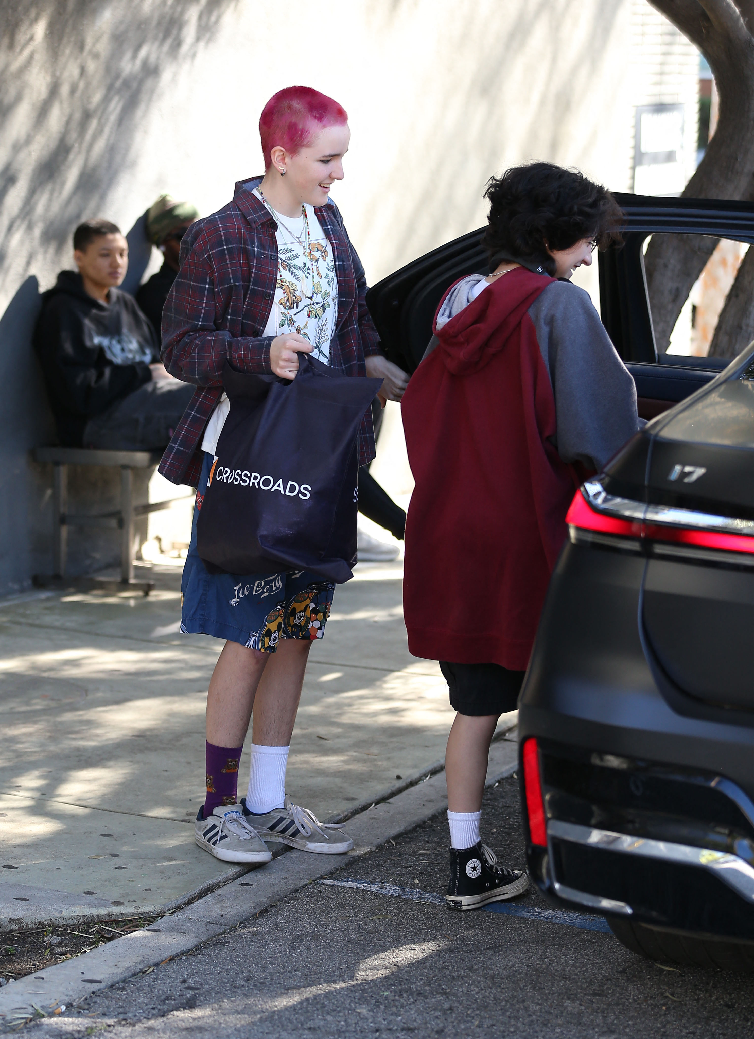 seraphina affleck reveals pink buzz cut while out with emme