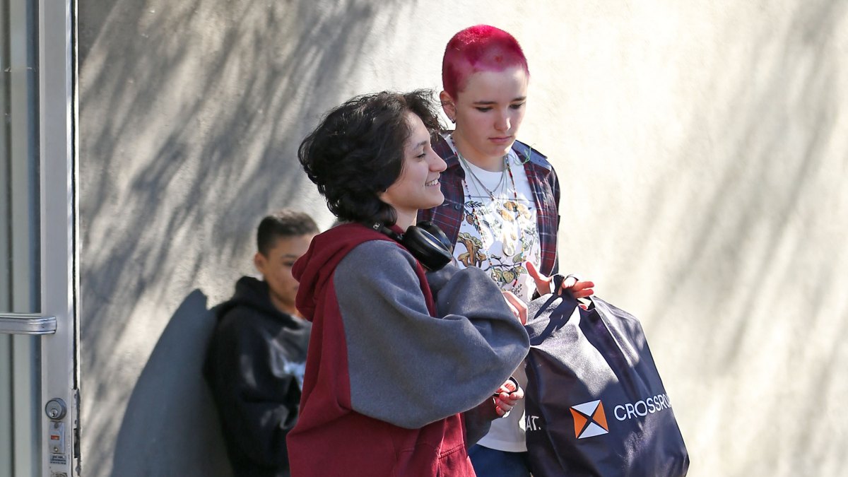 seraphina affleck reveals pink buzz cut while out with emme