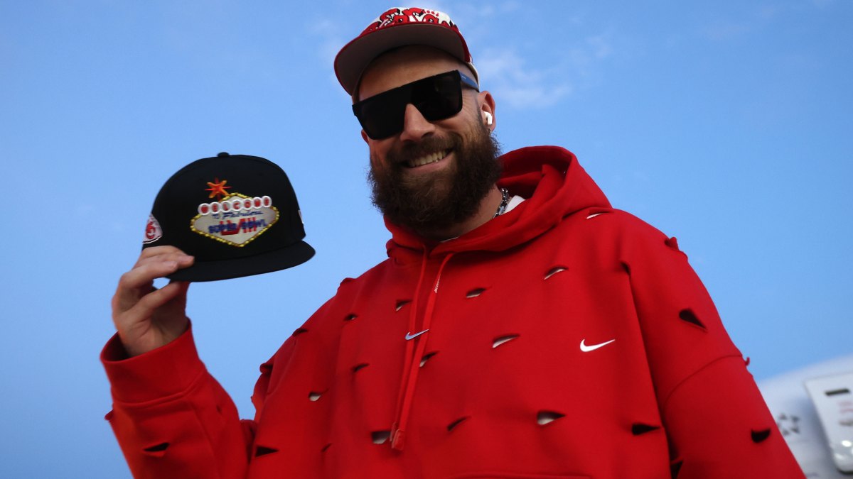Travis Kelce Lands in Las Vegas Ahead of Super Bowl LVIII