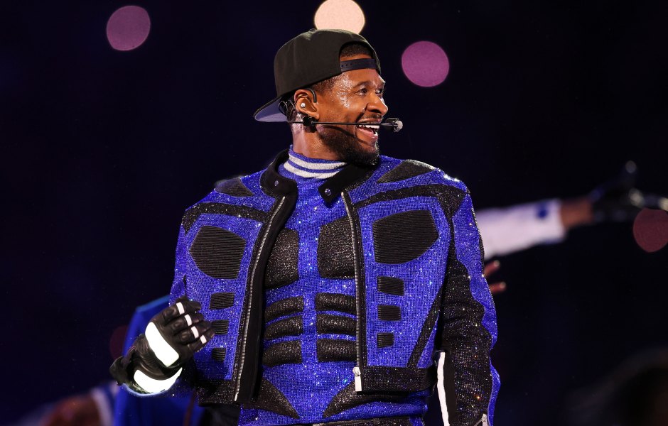Usher on stage during his Super Bowl 2024 Halftime Show