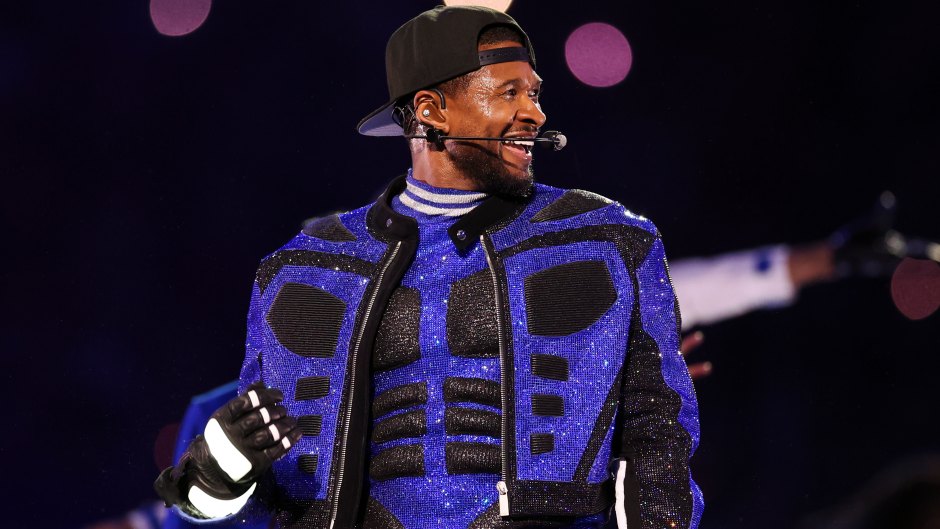 Usher on stage during his Super Bowl 2024 Halftime Show
