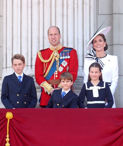 Prince George of Wales, Prince William, Prince of Wales, Prince Louis of Wales, Catherine, Princess of Wales and Princess Charlotte of Wales