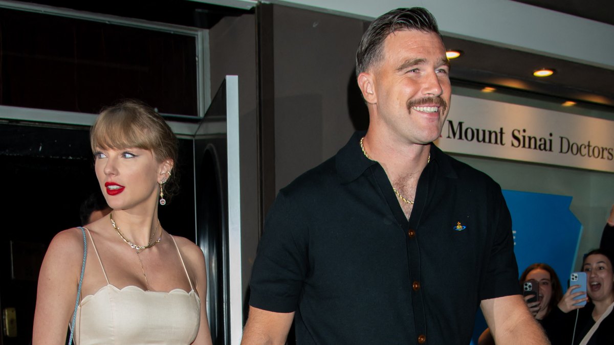Taylor Swift and Travis Kelce Hold Hands Leaving Wedding in NYC