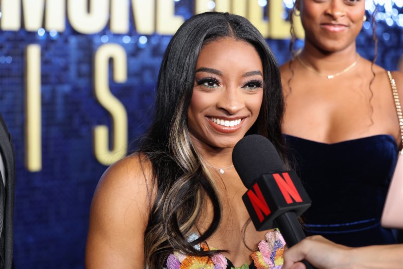 Simone Biles Wears Sheer Dress to Documentary Premiere