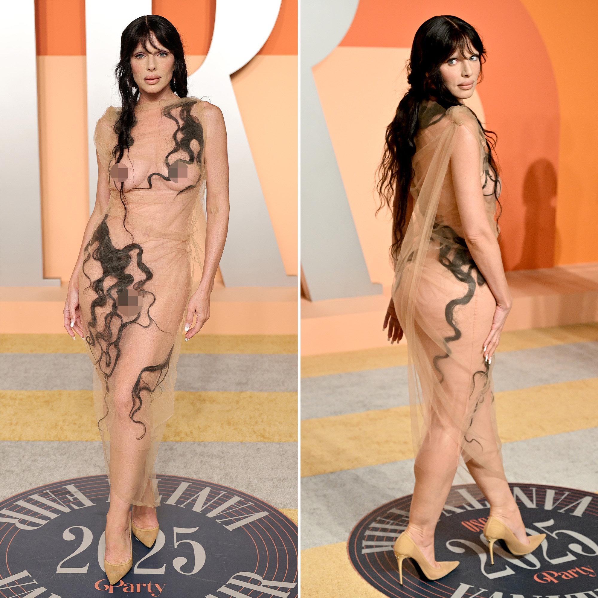 Stars in Sheer Outfits at 2025 Vanity Fair Oscars Party