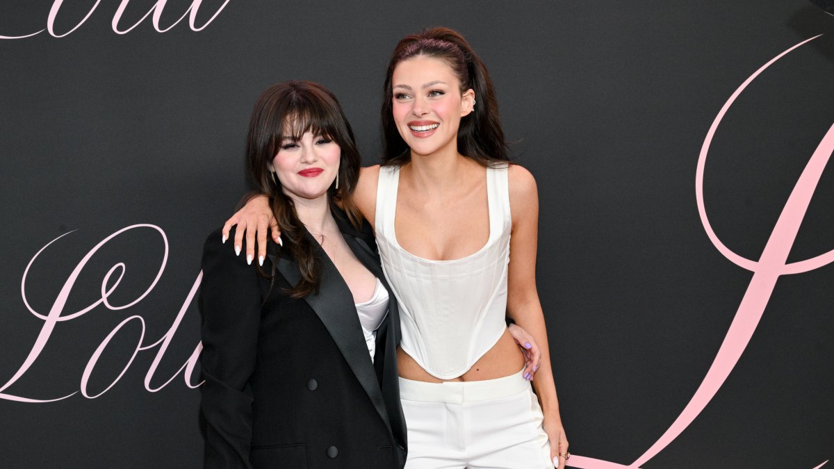 Selena Gomez and Nicola Peltz at the premiere of "Lola" held at the Regency Bruin Theatre on February 3, 2024 in Los Angeles, California. (Photo by Michael Buckner/Variety via Getty Images)