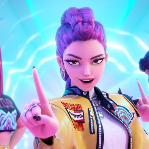 KPOP DEMON HUNTERS - (L-R) Mira (voice by MAY HONG), Rumi (voice by ARDEN CHO) and Zoey (voice by JI-YOUNG YOO). ©2025 Netflix
