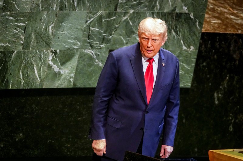 2236470858 23 September 2025, USA, New York: US President Donald Trump leaves the general debate of the UN General Assembly after his speech. Over 140 heads of state and government are expected to attend the world's largest diplomatic event over several days. Photo: Kay Nietfeld/dpa (Photo by Kay Nietfeld/picture alliance via Getty Images)