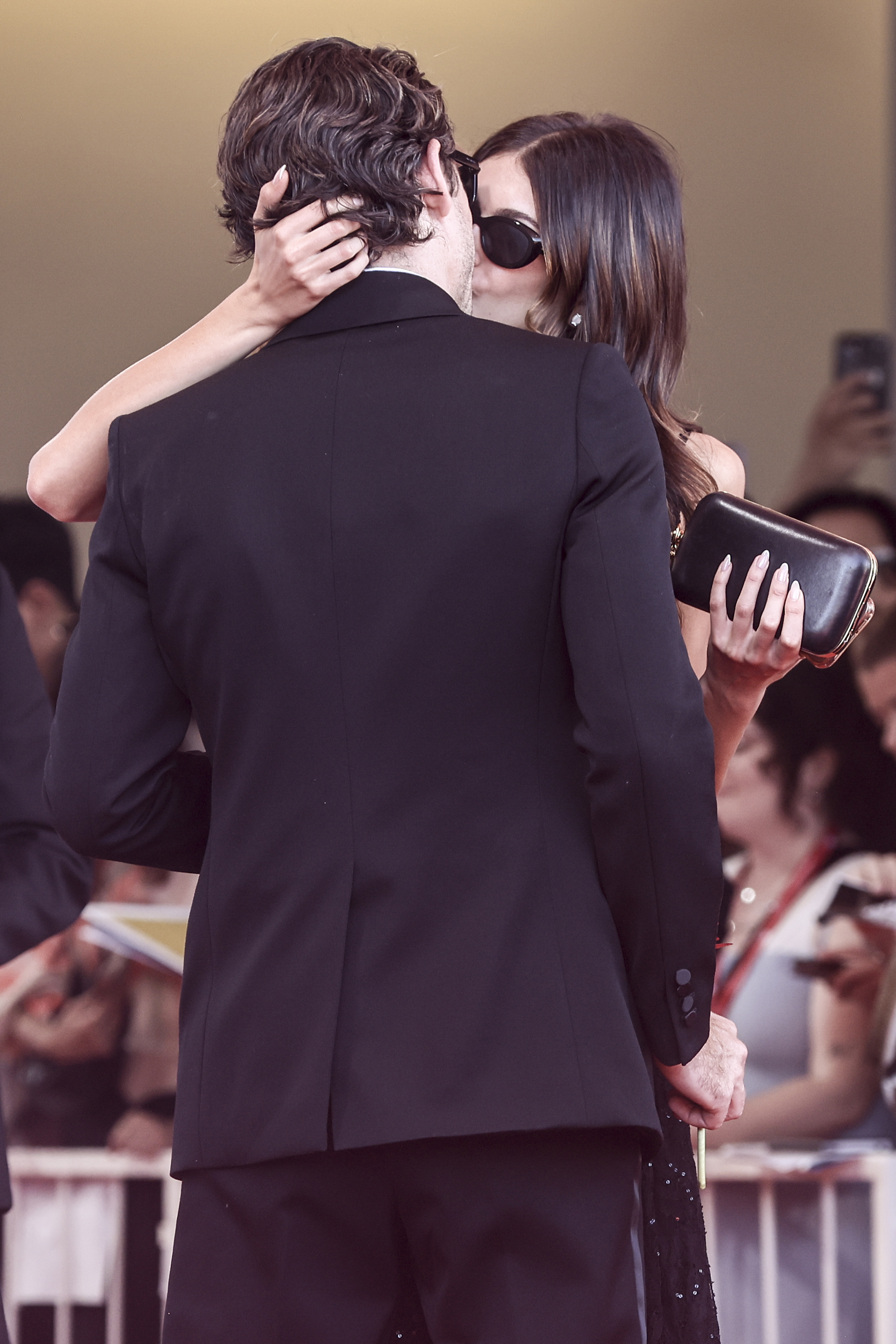 VENICE, ITALY - SEPTEMBER 01: Kaia Gerber and Lewis Pullman attend "The Testament Of Ann Lee" red carpet during the 82nd Venice International Film Festival on September 01, 2025 in Venice, Italy. (Photo by Alessandra Benedetti - Corbis/Corbis via Getty Images)