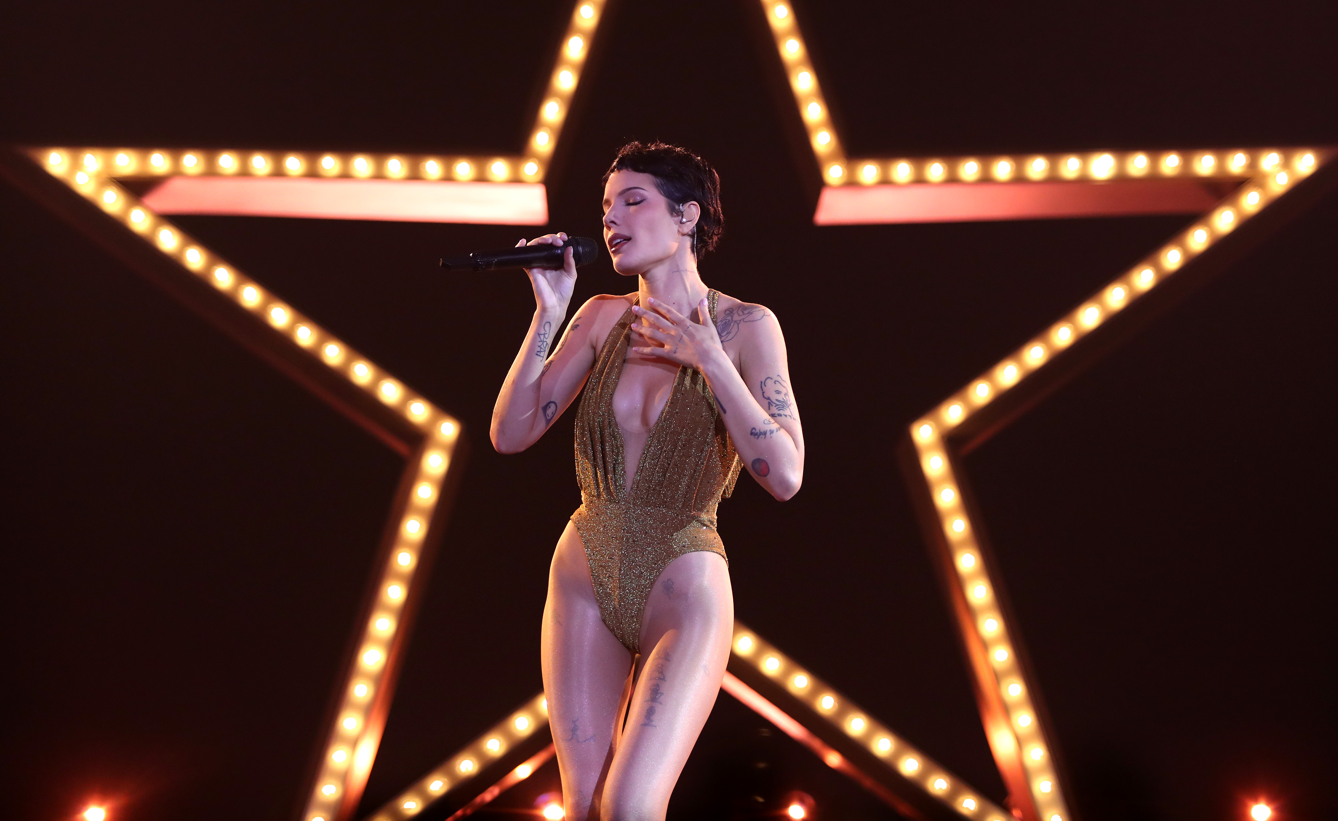 2182241519 GLENDALE, CALIFORNIA - OCTOBER 31: Halsey performs at Amazon Music Live Concert Series 2024 at East End Studios on October 31, 2024 in Glendale, California. (Photo by Jerritt Clark/Getty Images for Amazon Music )