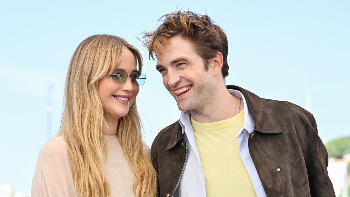 CANNES, FRANCE - MAY 18: Jennifer Lawrence and Robert Pattinson attend the "Die My Love" photocall at the 78th annual Cannes Film Festival at Palais des Festivals on May 18, 2025 in Cannes, France. (Photo by Stephane Cardinale - Corbis/Corbis via Getty Images)