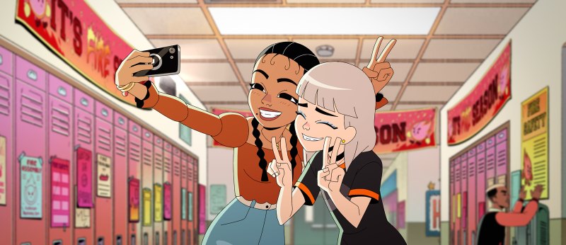 Jentry Chau vs the Underworld (L to R) Cristina Milizia as Stella and Ali Wong as Jentry in Jentry Chau vs the Underworld. Cr. COURTESY OF NETFLIX © 2024