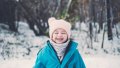 891321816. Excited young girl in snow