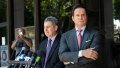 1234299475 Mark Werksman (L) and Alan Jackson, attorneys for former film producer Harvey Weinstein, talk to reporters outside of the Clara Shortridge Foltz Criminal Justice Center where Weinstein made a court appearance, in Los Angeles, California, July 29, 2021. - Weinstein is accused of sexually assaulting five women in Los Angeles between 2004 and 2013, when former actress Lauren Young alleges the "Pulp Fiction" producer attacked her in a Beverly Hills hotel. (Photo by VALERIE MACON / AFP) (Photo by VALERIE MACON/AFP via Getty Images)