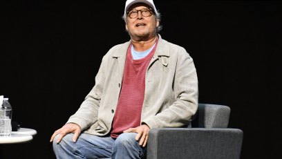 1192233828 LOS ANGELES, CALIFORNIA - DECEMBER 05: Chevy Chase speaks during a Q&A session following a special screening of "National Lampoon's Christmas Vacation" at Microsoft Theater on December 05, 2019 in Los Angeles, California. (Photo by Allen Berezovsky/Getty Images)