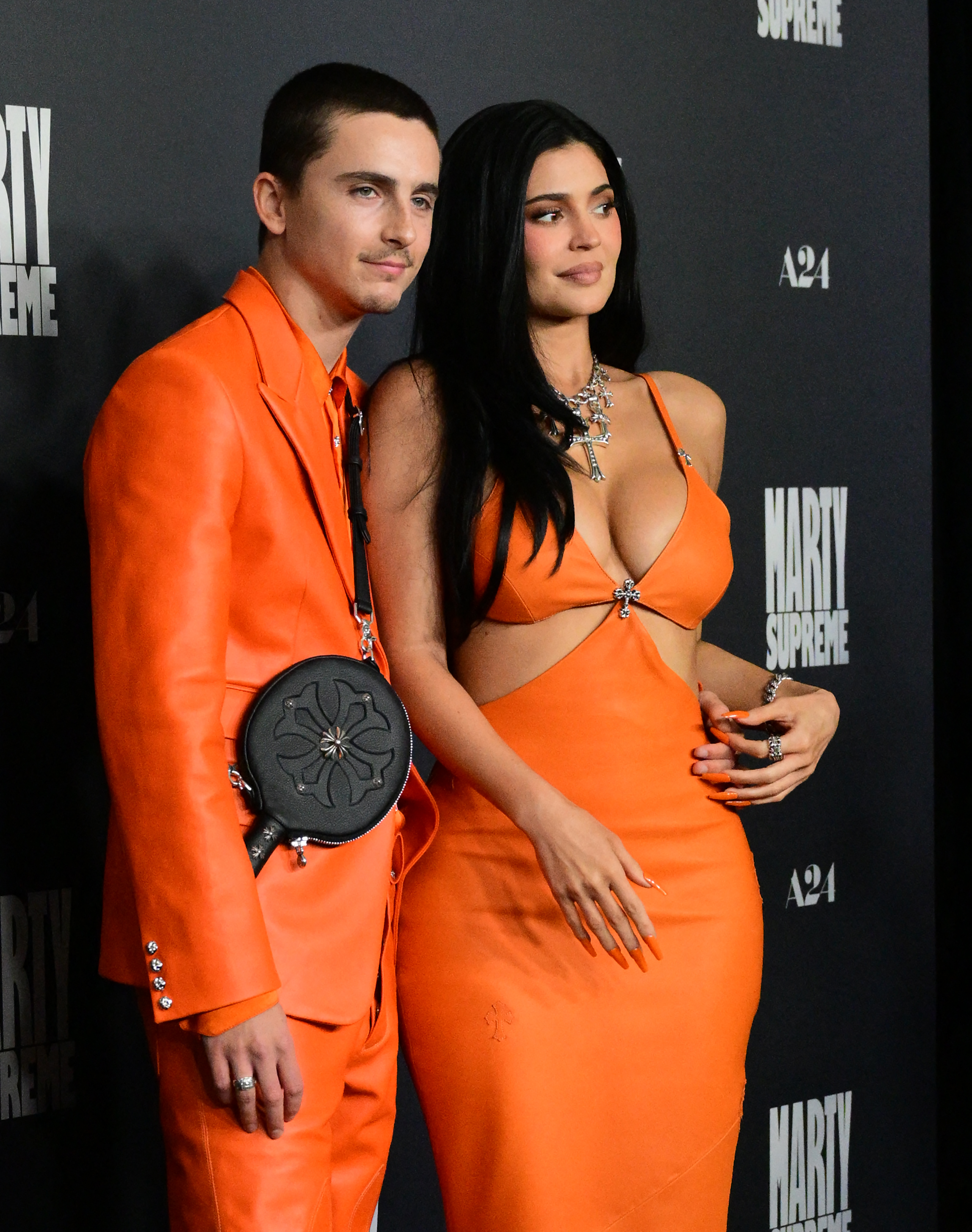 2250196320 US-French actor Timothee Chalamet (L) and US media personality Kylie Jenner attend the premiere of "Marty Supreme" in Los Angeles, California, on December 8, 2025. (Photo by Frederic J. BROWN / AFP via Getty Images)