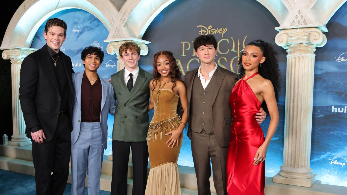 2249877370 LOS ANGELES, CALIFORNIA - DECEMBER 03: Daniel Diemer, Aryan Simhadri, Walker Scobell, Leah Jeffries, Charlie Bushnell and Dior Goodjohn attend the world premiere of Disney+'s "Percy Jackson and the Olympians" Season 2 at Academy Museum of Motion Pictures on December 03, 2025 in Los Angeles, California. (Photo by Savion Washington/Getty Images)