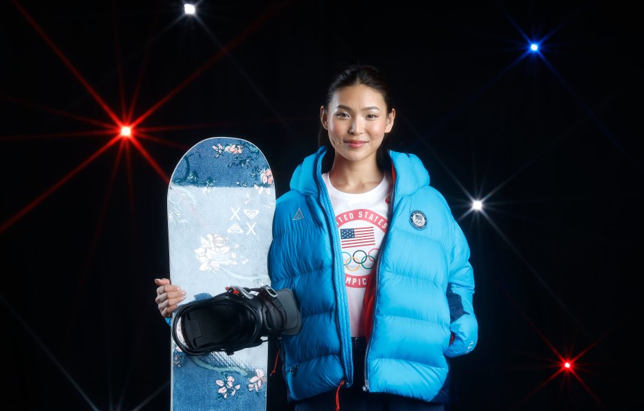 2216350136 SUN VALLEY, CALIFORNIA - MAY 21: (EDITORS NOTE: A special effects camera filter was used for this image.) Snowboarder Chloe Kim of the United States poses for a photo during a Team USA Photo Shoot at Sunset Glenoaks Studios on May 21, 2025 in Sun Valley, California. (Photo by Harry How/Getty Images)