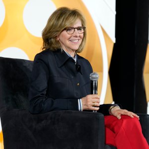 HOLLYWOOD, CALIFORNIA - APRIL 20: Nancy Meyers speaks onstage during the "North by Northwest" screening during the 2024 TCM Classic Film Festival at TCL Chinese Theatre on April 20, 2024 in Hollywood, California. (Photo by Presley Ann/Getty Images for TCM)