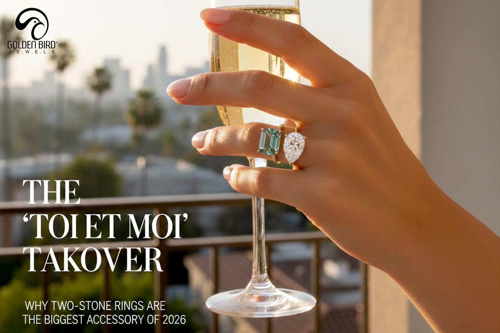 Toi et Moi engagement ring with two diamonds