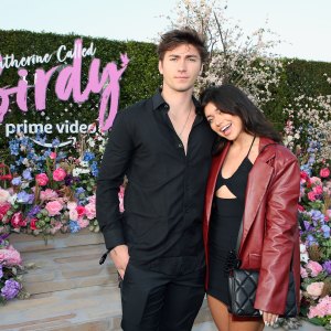 LOS ANGELES, CALIFORNIA - OCTOBER 07: (L-R) Michael Sanzone and Tabitha Swatosh attend Prime Video’s celebration of “Catherine Called Birdy” at The Grove on October 07, 2022 in Los Angeles, California. (Photo by Phillip Faraone/Getty Images for Prime Video)
