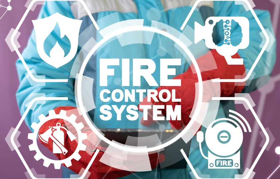 Fire watch guard using AI-powered device during patrol