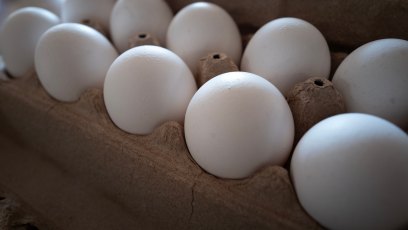 CHICAGO, ILLINOIS - MARCH 12: In this photo illustration, eggs are displayed in an egg carton on March 12, 2025 in Chicago, Illinois. The average price of eggs rose over 10 percent last month. (Photo Illustration by Scott Olson/Getty Images)
