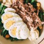 Balanced meal with vegetables, grains, healthy fats and protein