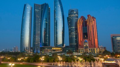 Abu Dhabi waterfront skyline and coastal city views