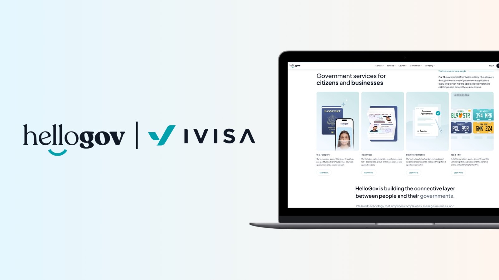 HelloGov logo with travel documentation technology for passports and visas