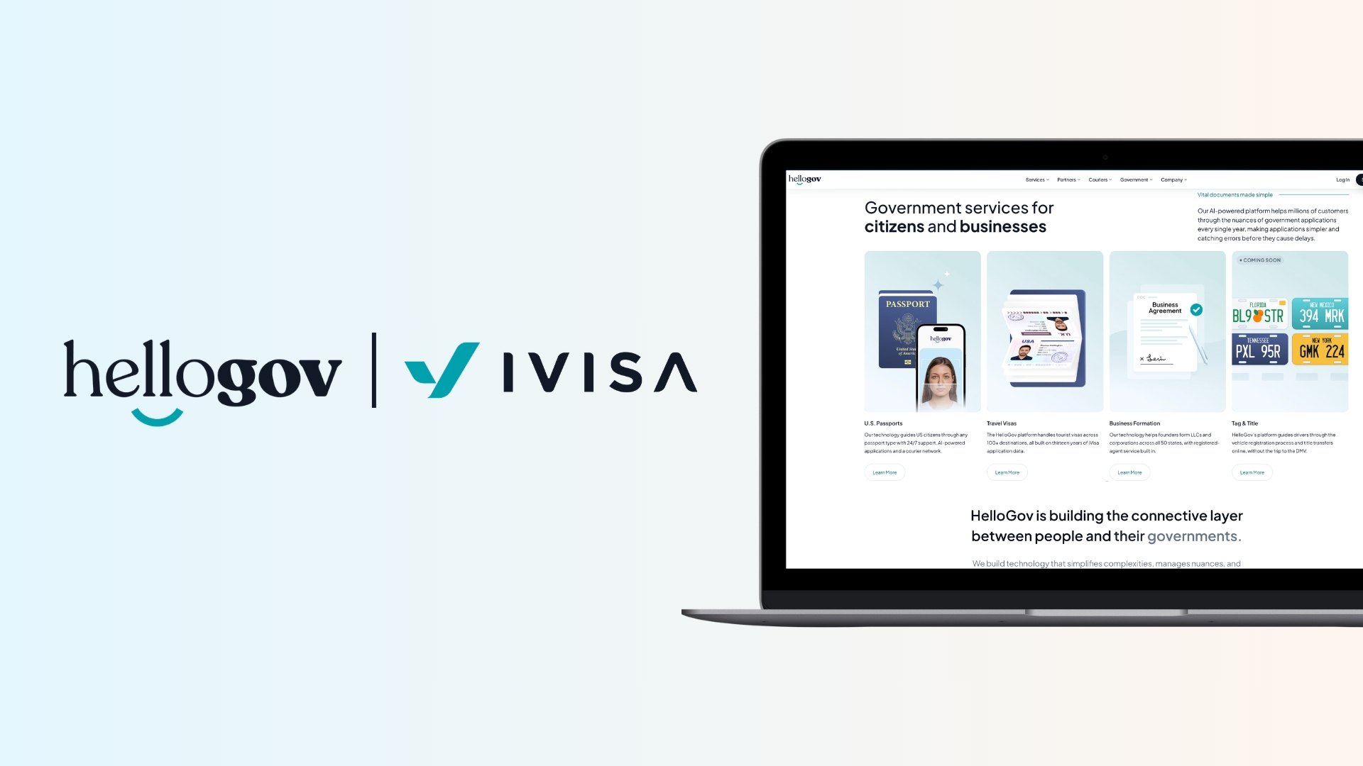 HelloGov logo with travel documentation technology for passports and visas