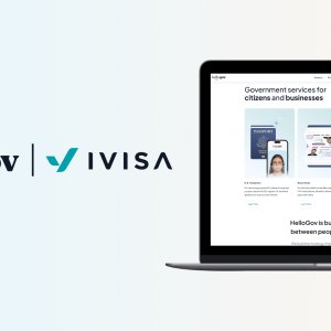 HelloGov logo with travel documentation technology for passports and visas