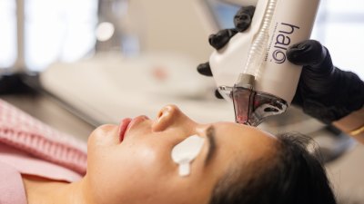 Dr. Rosalia Luketina, a plastic and aesthetic surgeon in Zurich, working on a client